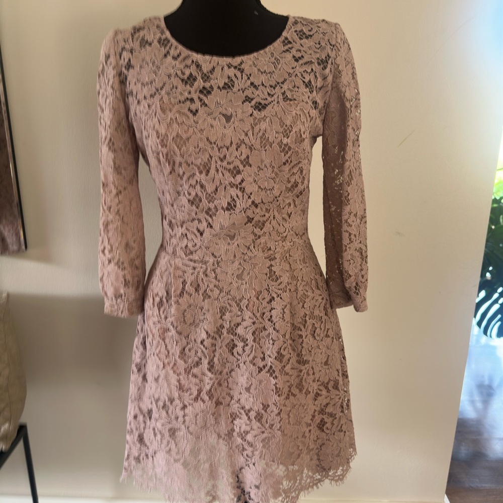 VALENTINO designer Elegant Lace Dress in Soft Blush Color